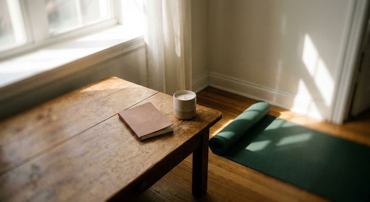 Carnet de suivi et bougie pour accompagner une pratique de méditation pleine conscience