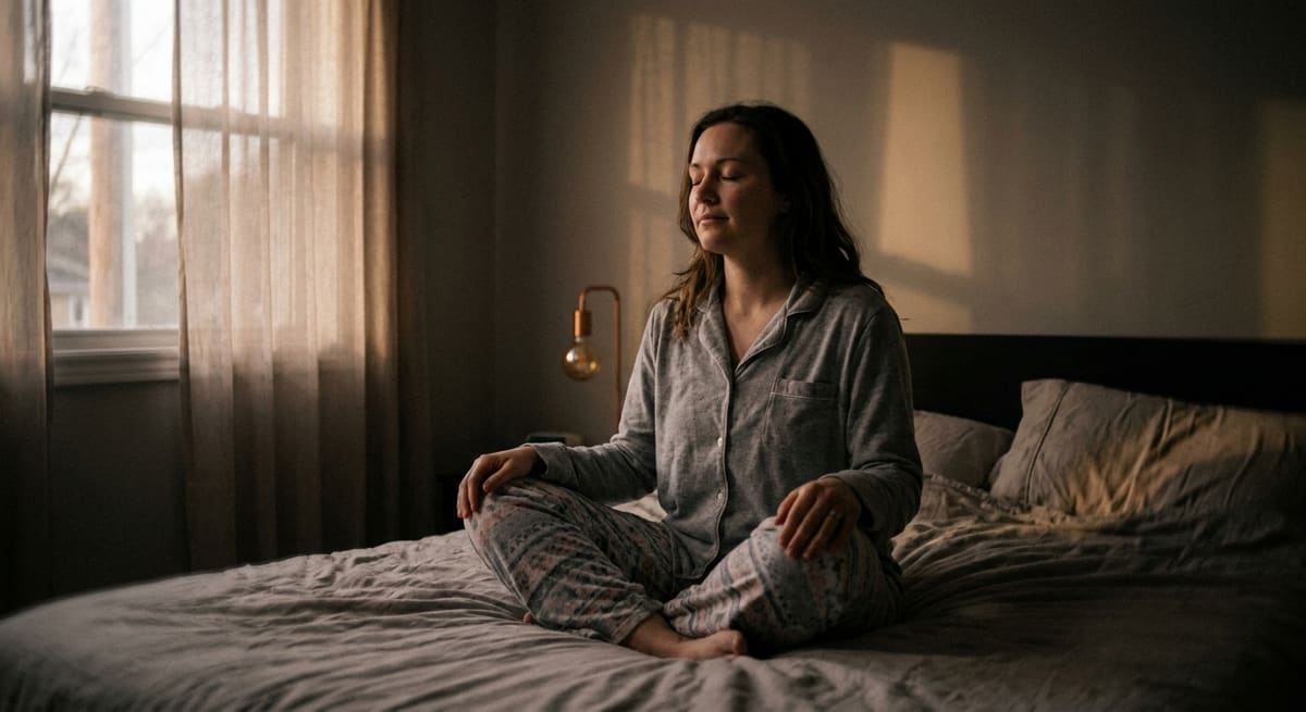 Femme pratiquant une routine du soir apaisante avant de se coucher grâce aux plantes pour mieux dormir