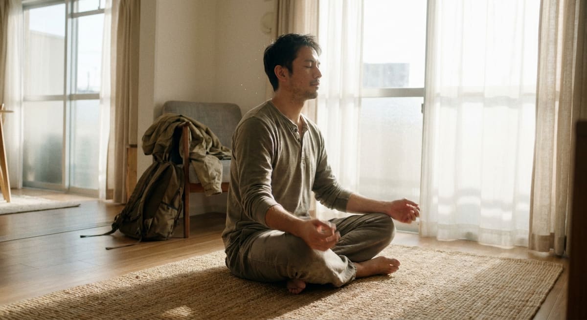 Homme pratiquant la relaxation pour réduire le stress et améliorer sa libido naturellement